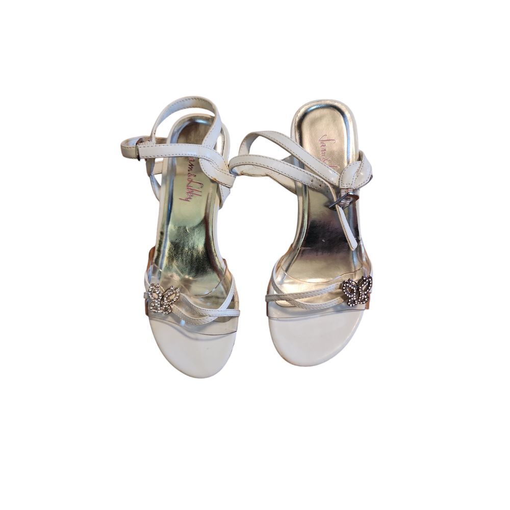 Sam and Libby Girls Slingback Sandals Heels Open Toe Rhinestone Beige Size 12.5‎